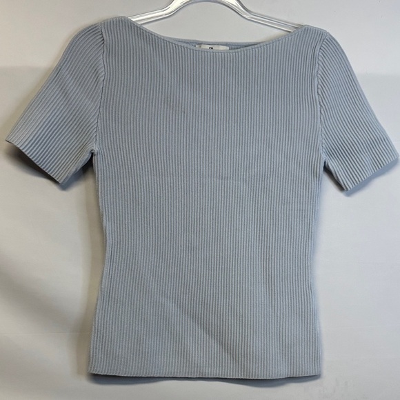 Banana Republic Tops - NWT Banana Republic Light Blue Ribbed Short Sleeve Boatneck Top Size S
